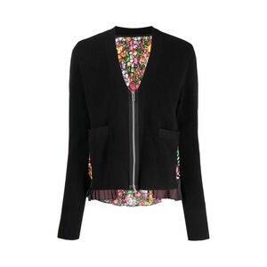 SACAI Floral Print‎ Zip Up Knit Cardigan In Multi-colour Size US6